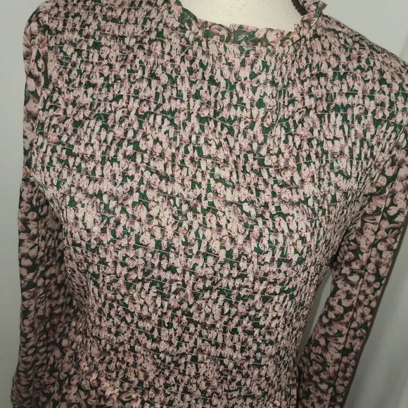 Lulus XL Floral Forever Green and Pink Smocked Skater Dress - Picture 6 of 6
